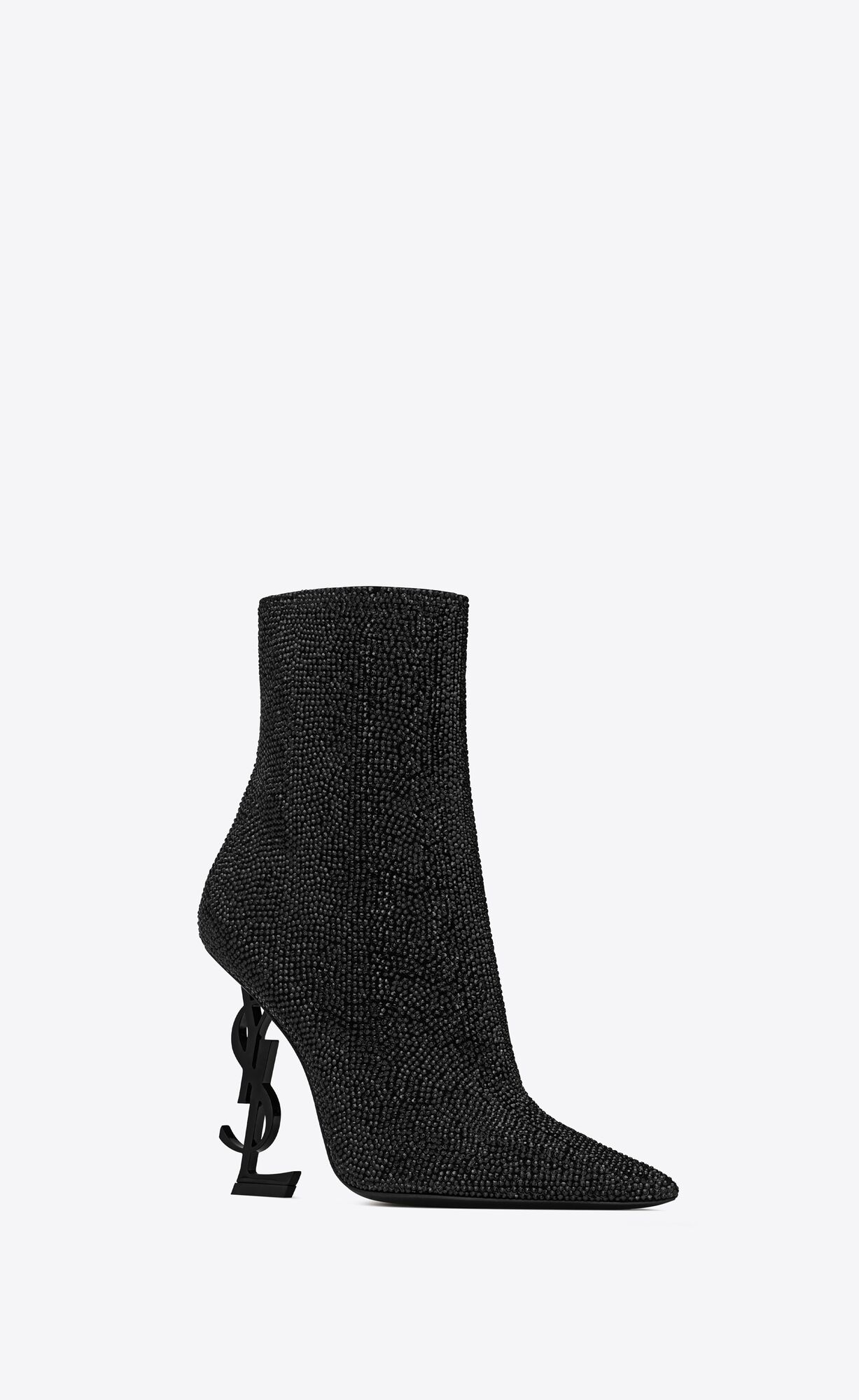 Cizmy YSL Akcia Opyum Booties In Semisove And Rhinestone Damske ierne