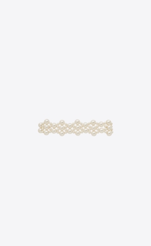 YSL Alternating Pearls Bracelet In Metal Strieborne Krém | 53421-AVMP