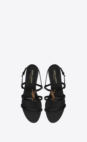 YSL Cassandra Sandals In Smooth Kozene Čierne | 48561-JRXL