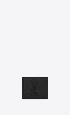 YSL Cassandre East/West Wallet In Crocodile-embossed Kozene Čierne | 32751-UMWG