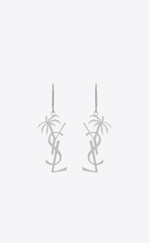YSL Cassandre Palm Earrings In Metal Mirror | 06149-TCQX