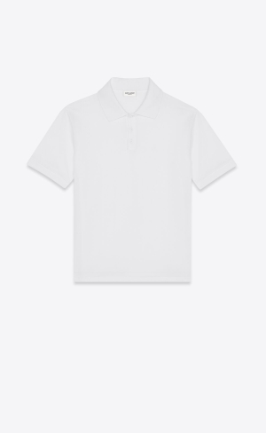 YSL Cassandre Polo Shirt In Bavlnene Piqué Biele | 80165-IKEW