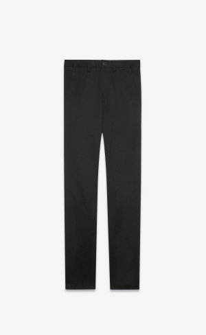 YSL Chino Pants In Black Raw Stretch Gabardine Čierne | 13597-PHEX