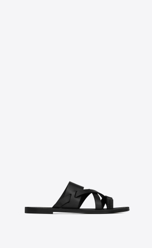YSL Culver Mules In Smooth Kozene Čierne | 91865-HVLJ