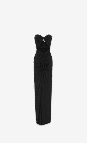 YSL Cut-out Bustier Saty In Crepe Jersey Čierne | 35271-YGES