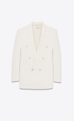 YSL Double-breasted Jacket In Silk Satin Shell | 36849-NCHE
