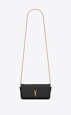 YSL Gaby Phone Holder In Prešívané Kozene Čierne | 05432-IMKS