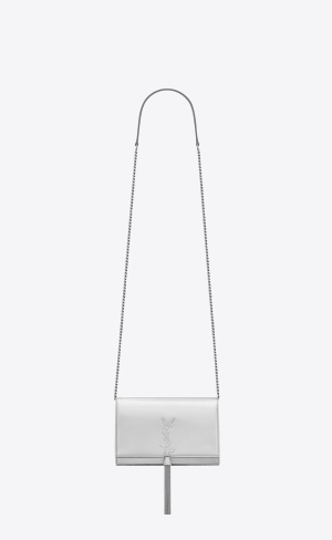 YSL Kate Chain Wallet In Mirrored Kozene Strieborne | 23685-ISUZ