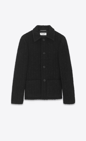 YSL Kratke Jacket In Tweed Čierne | 80645-HJRA