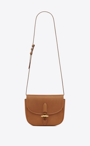 YSL Le Caban Satchel In Vegetable-tanned Kozene Tmavo Červené | 71869-WBZU
