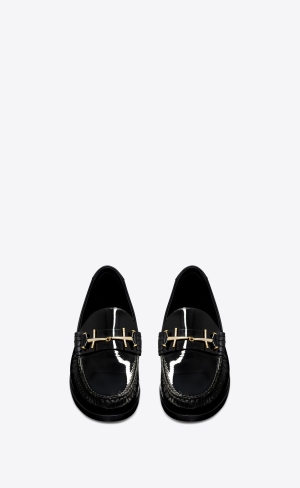YSL Le Loafer Penny Slippers In Lakovane Kozene Čierne | 39506-DJSU