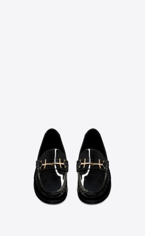 YSL Le Loafer Penny Slippers In Lakovane Kozene Čierne | 58301-IROB