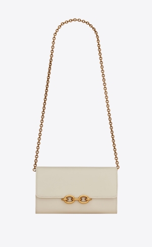 YSL Le Maillon Chain Wallet In Shiny Kozene Biele | 87931-YDKZ