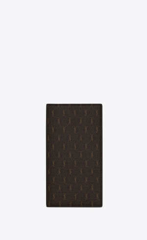YSL Le Monogramme Continental Wallet In Cassandre Platene And Smooth Kozene Hnede | 15497-IUNM