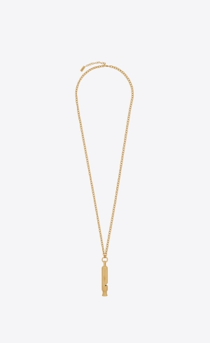 YSL Long Whistle Charm Necklace In Metal Zlate | 50479-CRMO