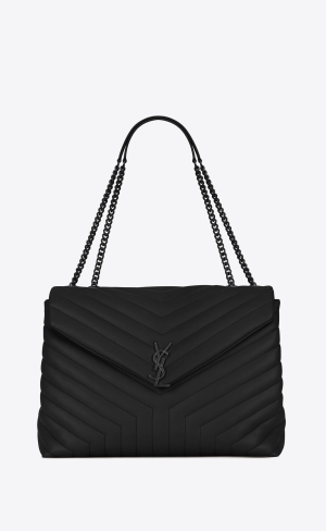 YSL Loulou Large Chain Bag In Prešívané "Y" Kozene Noir | 25803-JMFK