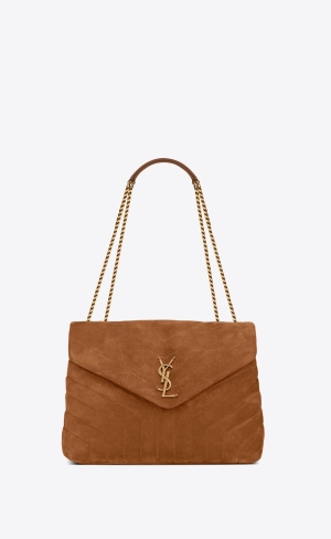 YSL Loulou Medium Chain Bag In "Y"-quilted Semisove Cinnamon | 13726-GRQP