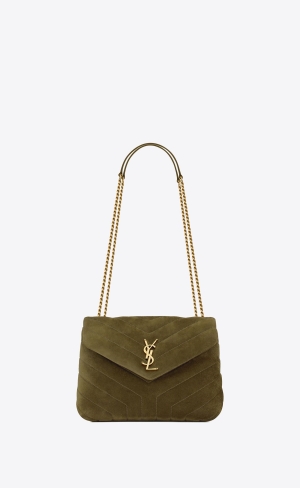 YSL Loulou Small In Prešívané "Y" Semisove Olivovo Zelená Zelene | 18320-IAEY