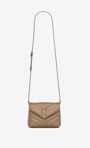 YSL Loulou Toy Remienkove Bag In Matelassé "Y" Kozene Hnede | 27931-LCIU