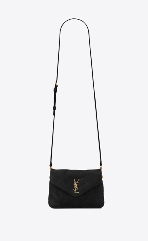 YSL Loulou Toy Remienkove Bag In "Y" Prešívané Semisove And Smooth Kozene Čierne | 64721-IQPC