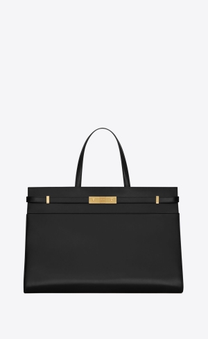 YSL Manhattan Large Shopping Bag In Shiny Kozene Čierne | 86403-SQCM