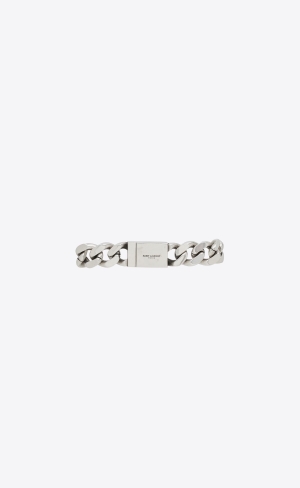 YSL Metal Curb Chain Bracelet Strieborne | 53748-LBWX