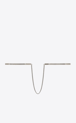 YSL Octagon Handcuff Bracelets In Metal Strieborne | 09215-RSJO