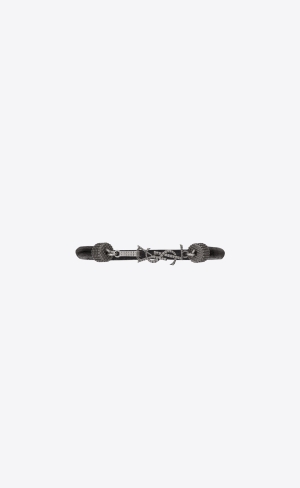 YSL Opyum Bracelet In Crinkled Kozene And Metal Čierne | 14857-WEPT