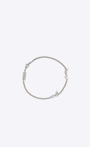 YSL Opyum Charm Bracelet In Metal And Rhinestone Strieborne | 28035-EIHU