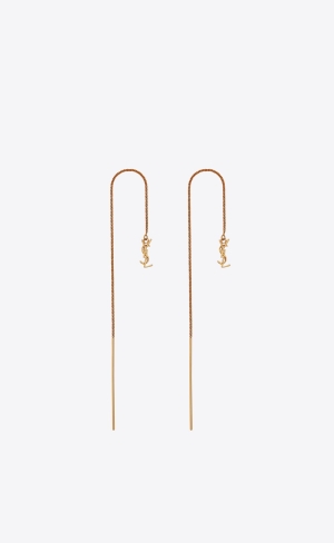 YSL Opyum Long Threader Earrings In Metal Zlate | 81063-DWGX