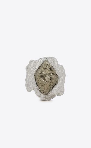 YSL Oversize Meteorite Cuff Bracelet In Metal And Pyrite Siva | 70321-LQYI