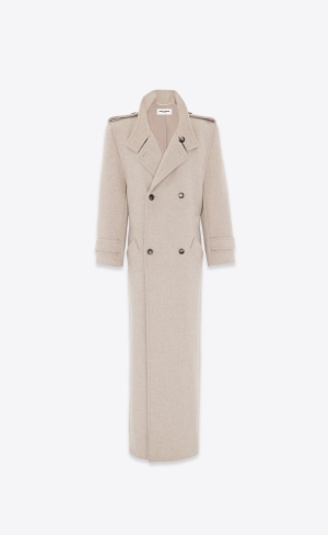 YSL Oversized Coat In Vlna Béžové | 03842-TAVN