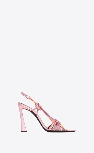 YSL Pool Sandals In Tpu And Metallized Kozene Nachový Koralove Ruzove | 58176-JGCY