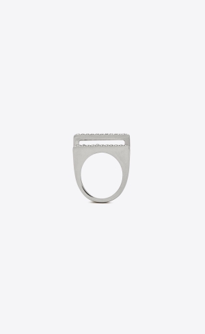 YSL Pruhované Rhinestone Ring In Metal Palladium And Crystal | 60125-OKML