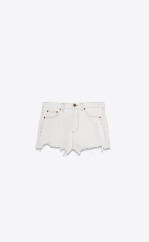 YSL Raw-edge Shorts Siva Biele | 58437-QKHO