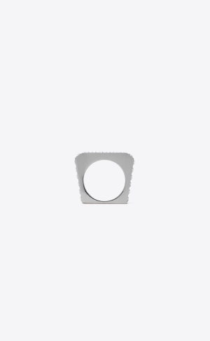 YSL Rhinestone Baguette Cocktail Ring In Metal Palladium And Crystal | 30651-JYTB