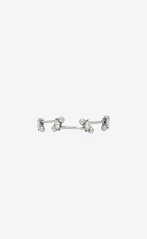 YSL Rhinestone Ball Bracelet In Metal Palladium And Crystal | 61038-ABJQ