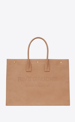 YSL Rive Gauche Large Tote Bag In Smooth Kozene Oranžové | 18075-XDQL