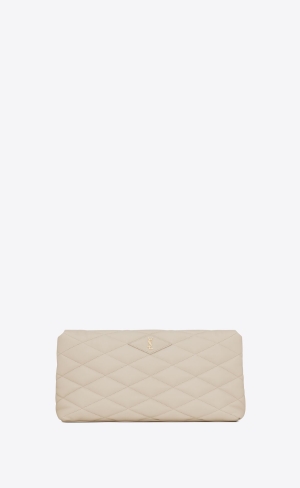 YSL Sade Large Clutch In Lambskin Blanc Vintage | 10763-WCYM