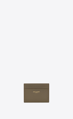 YSL Saint Laurent Paris Card Case In Grain De Poudre Embossed Kozene Svetlo | 12958-POBM