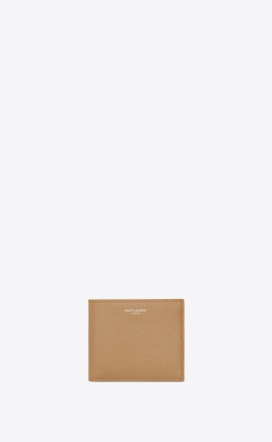 YSL Saint Laurent Paris East/West Wallet In Grain De Poudre Embossed Kozene Teak Wood | 49306-RZIJ