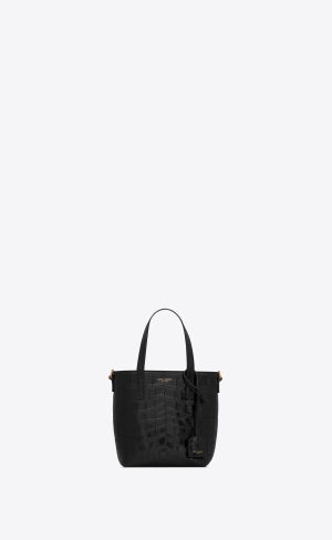 YSL Saint Laurent Paris Mini Toy Shopping In Crocodile-embossed Kozene Noir | 41268-MUJF