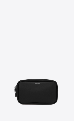 YSL Saint Laurent Paris Small Grooming Case In Grain De Poudre Embossed Kozene Čierne | 68052-EONJ