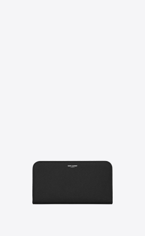 YSL Saint Laurent Paris Zip Around Wallet In Grain De Poudre Embossed Kozene Čierne | 45937-YODF