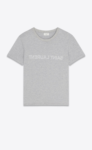 YSL Saint Laurent Reverse T-shirt Gris Chine Et Naturel | 06319-CRJO