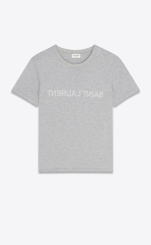 YSL Saint Laurent Reverse T-shirt Gris Chine Et Naturel | 83450-ITFH