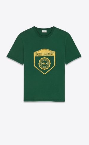 YSL Saint Laurent T-shirt Vert Et Jaune | 15973-DLMZ
