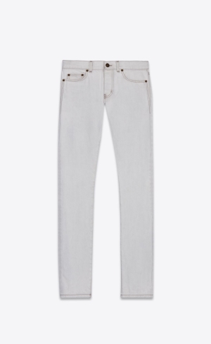 YSL Slim-fit Jeans Siva Biele | 96214-KXAW
