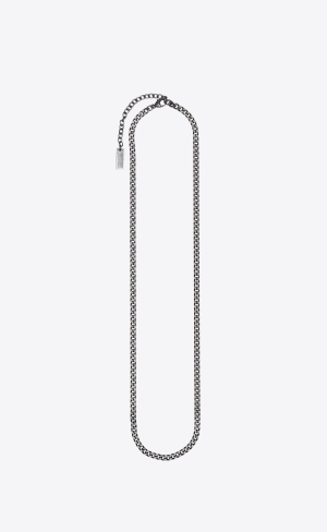 YSL Small Curb Chain Necklace In Metal Strieborne | 25649-CLQE