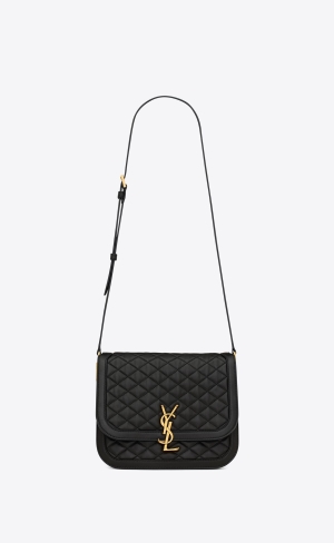 YSL Solferino Medium Supple Satchel In Prešívané Lambskin Čierne | 21690-IRKL